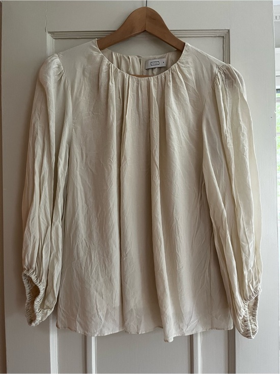 AYR Tops - AYR Cream Gathered Round-Neck Blouse